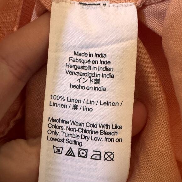 J. CREW Linen Cabana Long Sleeve Top in "Peach Clay" Pink Size Small - Picture 10 of 12